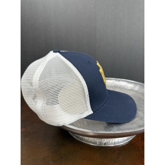 Notre Dame Fighting Irish Top Of The World Trucker Snapback Hat Navy Gold - Picture 2 of 11